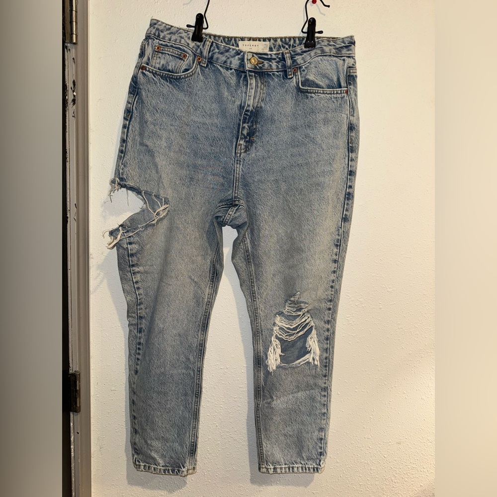 Topshop High Rise Ripped Mom Jean - Picture 2 of 7